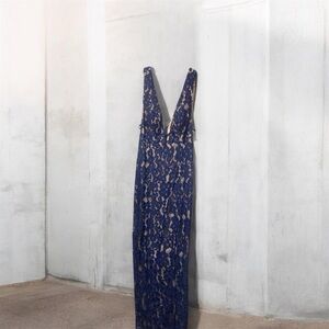 Aidan Mattox Chic Navy Lace Gown